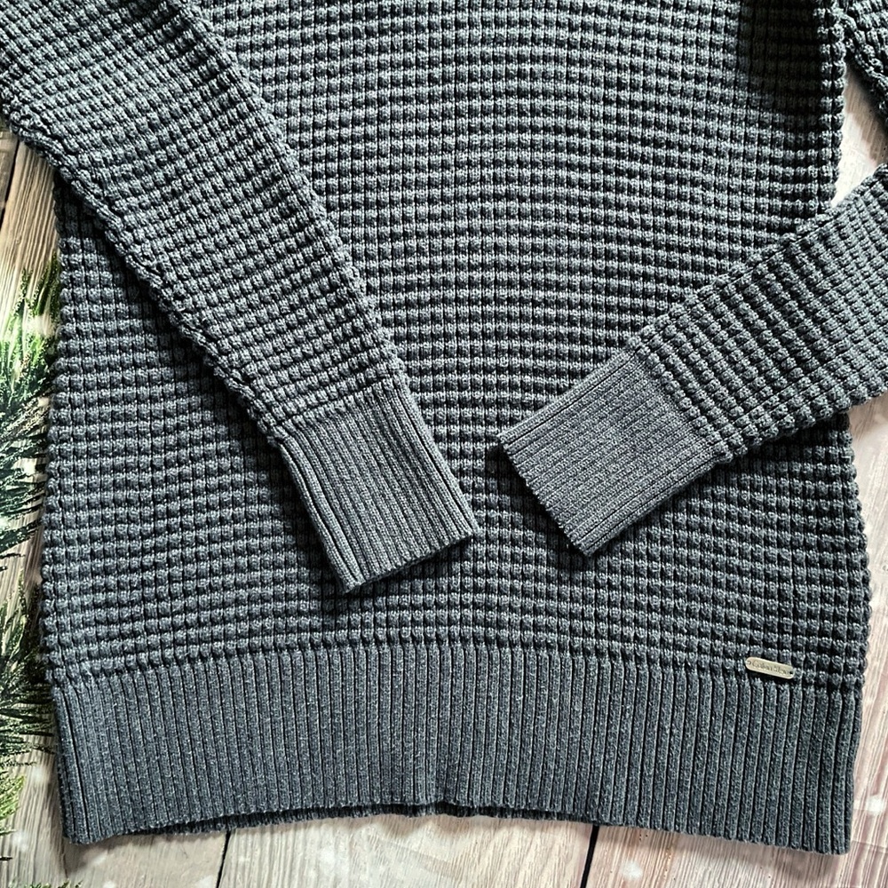 Calvin Klein Gray Turtleneck Long-Sleeve Sweater with Button Detail - Picture 10 of 12
